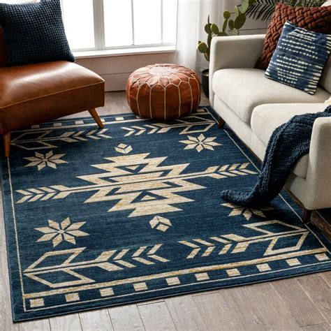 Tulsa Performance Blue Rug Well Woven Southwestern Area Rugs Area Rugs