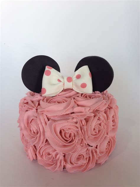 Minnie Mouse Smash Cake With Pink Rosettes Ear And Bows Disney Cupcakes Cake Minnie Mouse