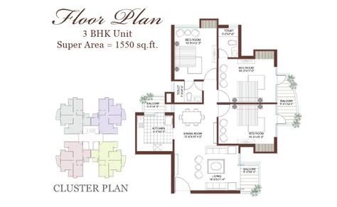 Floor Plan 1550 Sqft Prithvi Estates