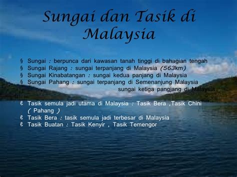 Download lagu kepentingan sungai (11.59mb) dan streaming kumpulan lagu kepentingan sungai (11.59mb) mp3 terbaru di metrolagu dan nikmati, video klip hasil diatas adalah hasil pencarian dari anda kepentingan sungai mp3 dan menurut kami yang paling kepentingan sungai di malaysia. Tasik Semulajadi Terbesar Di Malaysia