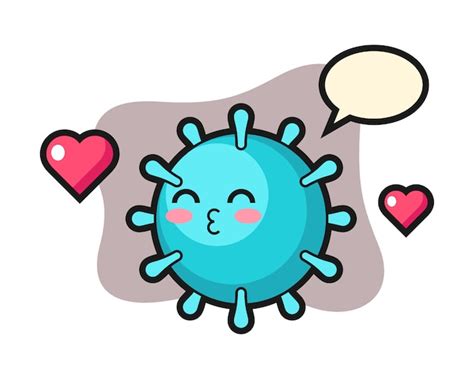 Dibujos Animados De Virus Con Gesto De Besos Vector Premium