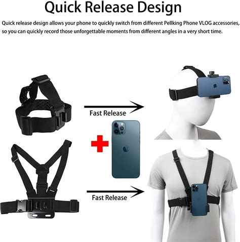 Mobile Phone Chest Strap Harness Mount Head Strap Holder Kit For Pov Vlog Cell P