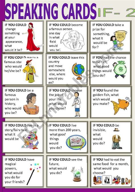 Speaking Cards If 2 Esl Worksheet By Donapeter English Activities