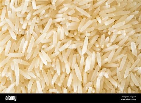 A Macro Closeup Of Raw Uncooked Basmati Long Slender Grained Aromatic