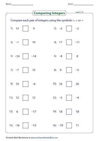 Comparing And Ordering Numbers Worksheets 6th Grade