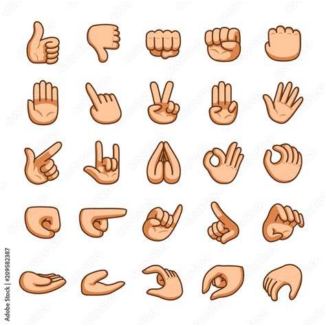 Vector Cartoon Hands Gestures Icon Set Stock Vector Adobe Stock