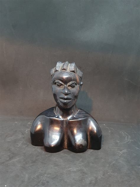 Figurines Sculpture Vintage African Ebony Wood Carved Statue Female