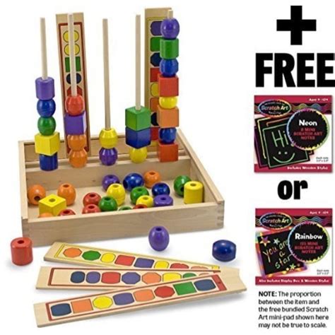 Melissa And Doug Bead Sequencing Set And 1 Scratch Art Mini Pad Bundle