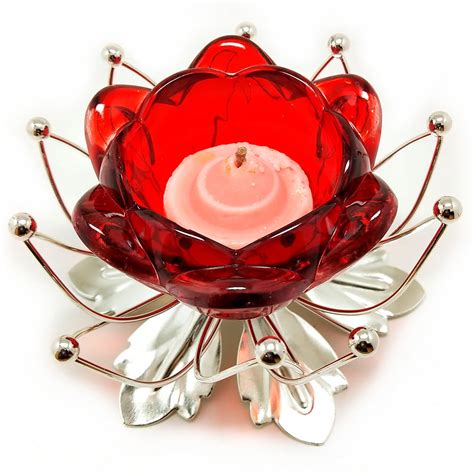 Red Glass Candle Stand Winni