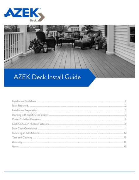 Azek Deck Install Guide