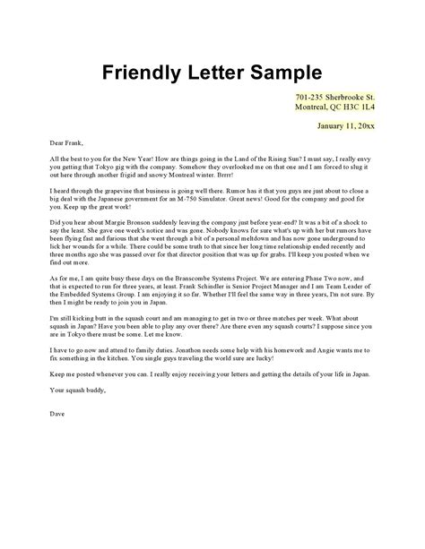 Friendly Letter Openings