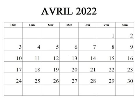Calendrier Avril 2022 Coloré Calendrier Mensuel