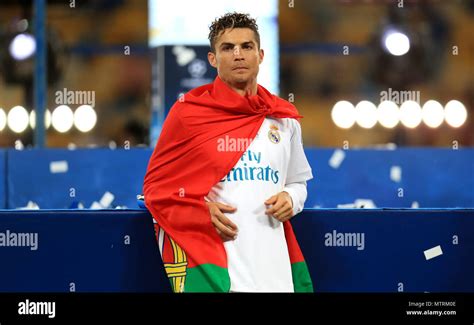 Real Madrids Cristiano Ronaldo Celebrates After Winning The Uefa