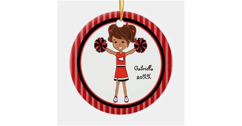 Cute Brown Haired Cheerleader Christmas Ornament Zazzle