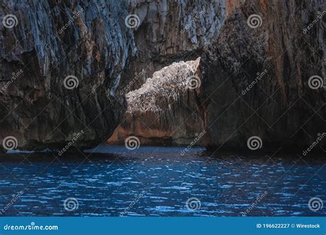 Ocean Water In The Beautiful Rocky Cave Great For Wallpapers Stock