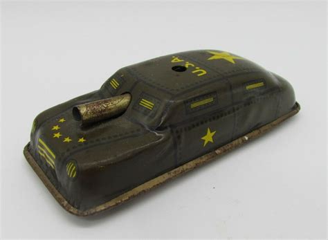 Vintage 1960s Argo Tin Toy Litho Usa Army Military 4 Inch Wind Up