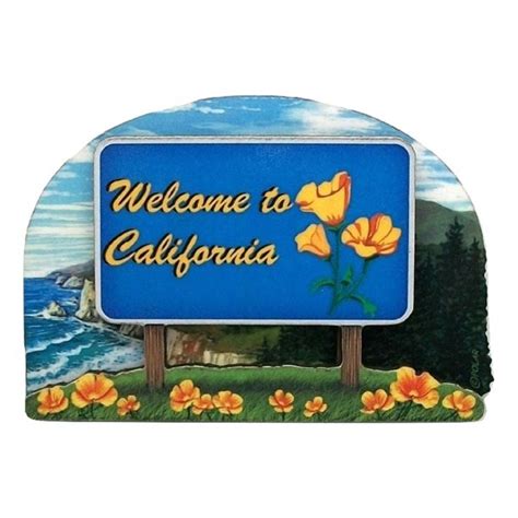 California State Welcome Sign Artwood Fridge Magnet