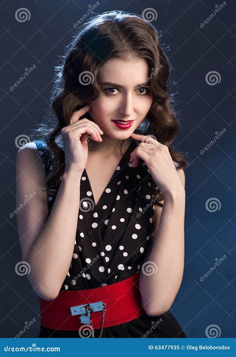Beautiful Brunette In Dress Stock Image Image Of Jewelry Hands