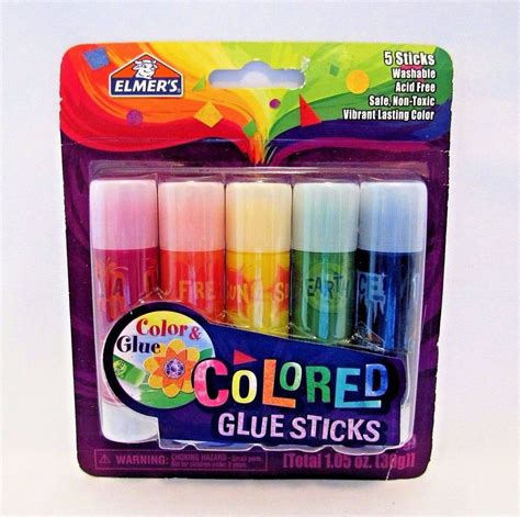 Elmers Colored Glue Sticks Washable Non Toxic For Drawing Glueing Scrapbooking