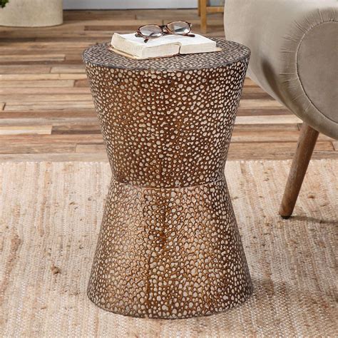 Uttermost Cutler Drum Shaped Iron Accent Table From