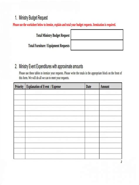 Editable Free 6 Church Budget Forms In Pdf Excel Church Event Budget