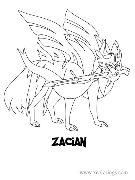 Pokemon Sword And Shield Coloring Pages Zacian Legendary