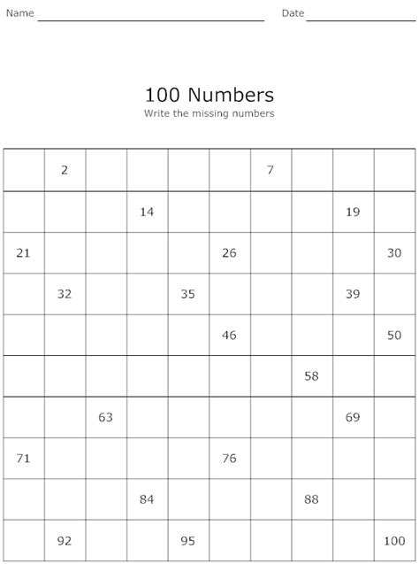 13 Best Images Of Missing Number Grid Worksheets Fill In