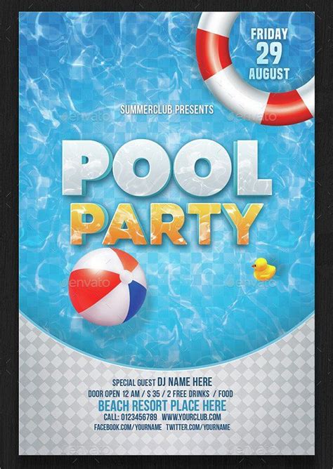 Pool Party Invitations Template Simple Template Design