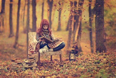 women, Fall, Reading, Forest Wallpapers HD / Desktop and ...