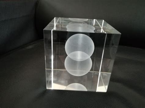 150mm 3d Photo Solid K9 Crystal Cubes With Spheres Balls Images Laser