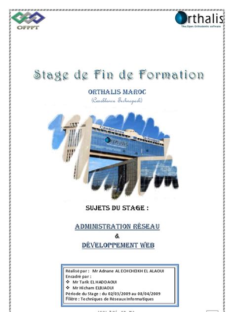 Rapport Stage Fin Formation Tri