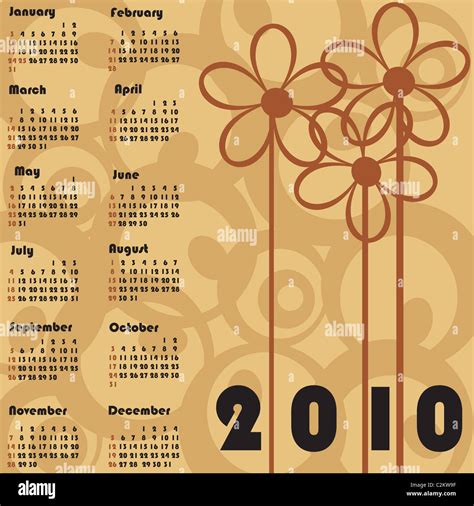 Retro Calendar For 2010 Stock Photo Alamy