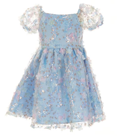 Rare Editions Little Girls 2t 6x Puffed Sleeve Sequin Embellished