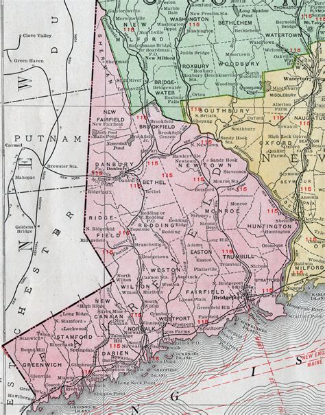 Fairfield County Connecticut 1911 Map Rand Mcnally