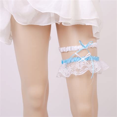 Wedding Garter Lace Bow Blue White Sexy Garters 2pcs Set For Women Female Bride Vogue Thigh Ring