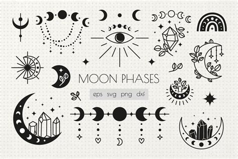 Boho Moon Phases Clipart 1371197 Clipart Design Bundles Boho