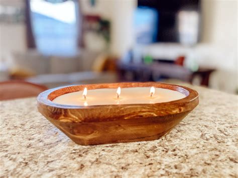 Dough Bowl Candle All Natural Soy Wax Candle Wood Bowl Etsy