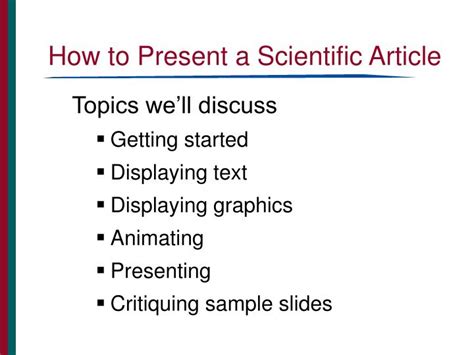 Ppt How To Present A Scientific Article Powerpoint Presentation Free