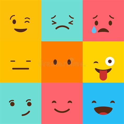 Colorful Square Emojis Set Vector Stock Vector Illustration Of Angry