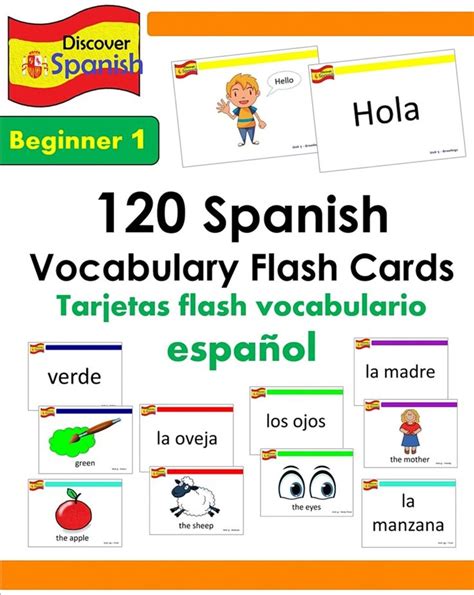 Spanish Vocabulary Flash Cards 10 Topics Set 1