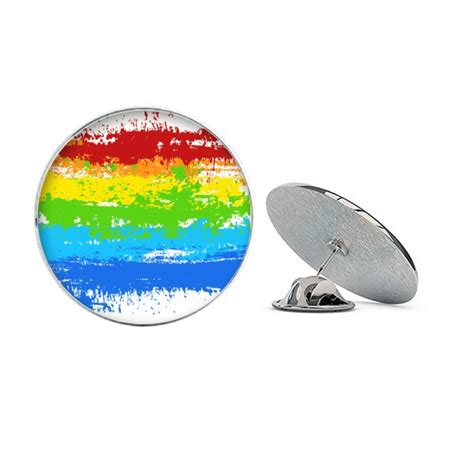 Stippling Rainbow Lgbt Round Metal Tack Hat Pin Brooch