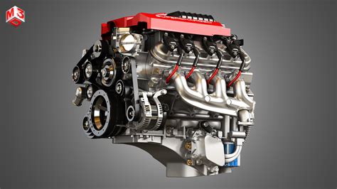 Lsa V8 Engine Supercharged Muscle Car Engine 3d Model