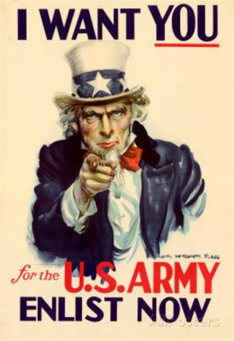 Uncle Sam I Want You For U S Army Wwii War Propaganda Art Print Poster Army Poster