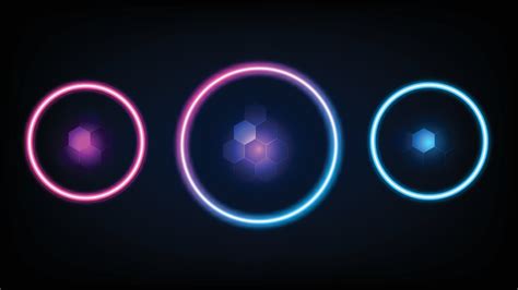 Gradient Neon Circle Frames And Polygon Neon Insild Pink And Blue