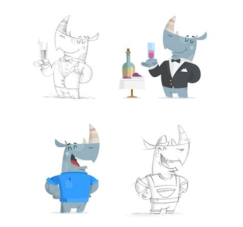 Rocco The Rhino Character On Behance Rhino