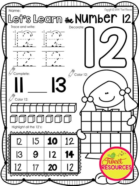 Number 12 Worksheets For Preschool Free Worksheets Library Download