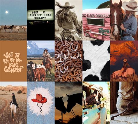 Western Girl Wall Collage Kit Cowgirl Aesthetic Wall Collage Etsy