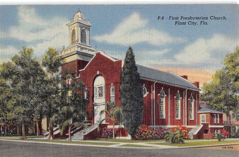 Plant City Florida First Presbyterian Church Street View Antique