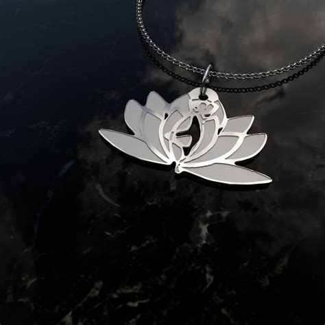 Yoga Pendant Necklace 925 Sterling Silver Lotus Yoga Necklace