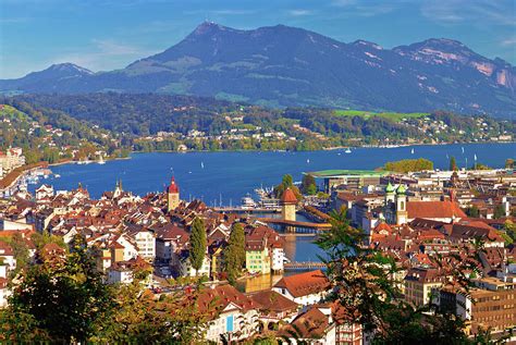City And Lake Of Luzern Panoramic Aerial View 2 Photograph By Brch